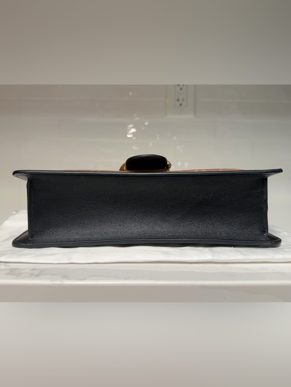 Coach Tabby 26 Black Leather & Brown Signature Canvas Crossbody with Gold 'C' - Picture 7 of 11